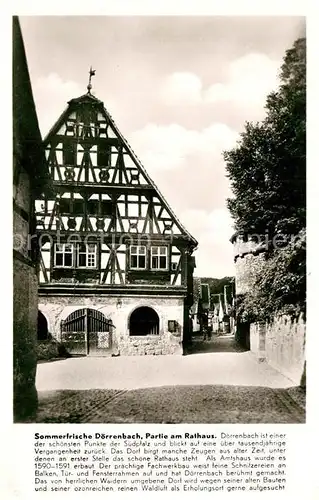 AK / Ansichtskarte Doerrenbach Partie am Rathaus Fachwerkhaus Stadtmauer Franckh Chronik Karte Doerrenbach