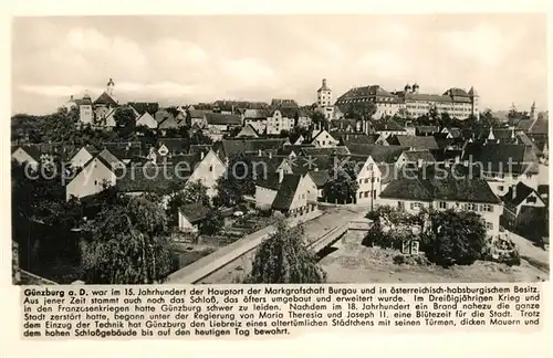 AK / Ansichtskarte Guenzburg Stadtbild mit Schloss Franckh Chronik Karte Guenzburg