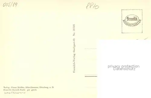 AK / Ansichtskarte Guenzburg Stadtbild mit Schloss Franckh Chronik Karte Guenzburg