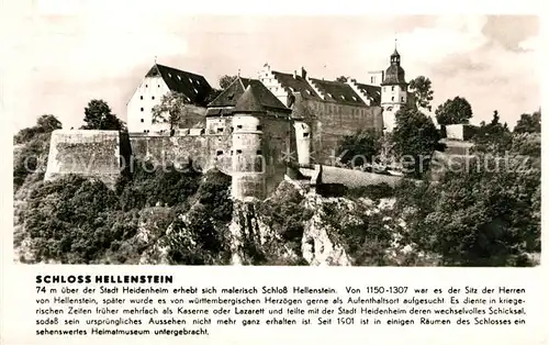 AK / Ansichtskarte Heidenheim_Brenz Schloss Hellenstein mit Schlossgaststaette Franckh Chronik Karte Heidenheim Brenz