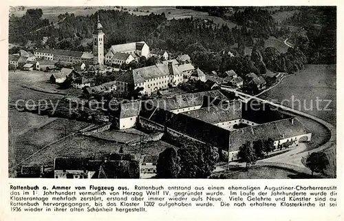 AK / Ansichtskarte Rottenbuch_Oberbayern Ehem. Augustiner Chorherrenstift Fliegeraufnahme Chronik Rottenbuch Oberbayern