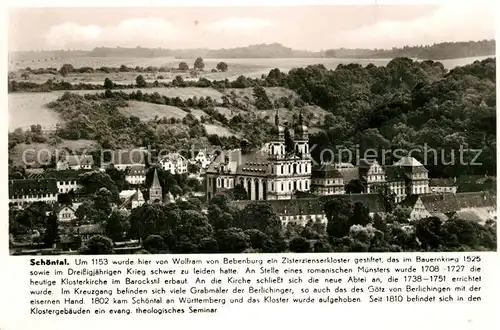 AK / Ansichtskarte Schoental_Jagst Panorama Zisterzienserkloster Franckh Chronik Karte Schoental_Jagst
