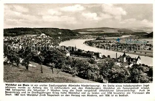 AK / Ansichtskarte Waldshut Tiengen Panorama Rheintal Franckh Chronik Karte Waldshut Tiengen