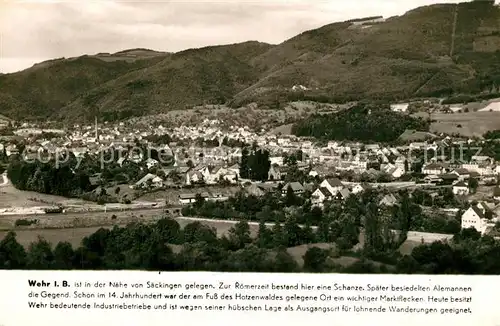 AK / Ansichtskarte Wehr_Baden Panorama Franckh Chronik Karte Wehr_Baden