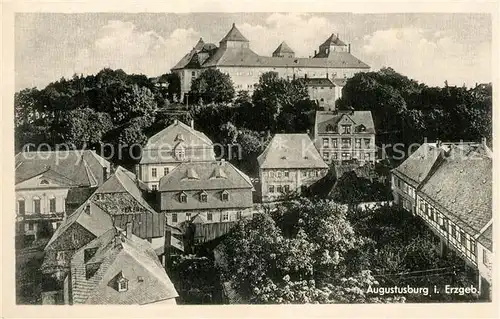 AK / Ansichtskarte Augustusburg Teilansicht mit Blick zum Schloss Augustusburg