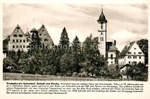 AK / Ansichtskarte Aulendorf Ortsansicht mit Schloss und Kirche Kneippkurort Franckh Chronik Karte Aulendorf