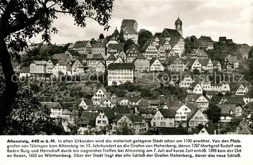 AK / Ansichtskarte Altensteig_Schwarzwald Altstadt mit Burg Franckh Chronik Karte Altensteig_Schwarzwald