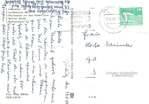 AK / Ansichtskarte Goerlitz_Sachsen Leninplatz Landeskrone Marienplatz Dicker Turm Berliner Strasse Rathausuhren Goerlitz Sachsen