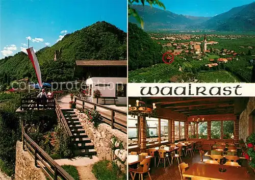 AK / Ansichtskarte Lana_Meran Jausenstation Waalrast Panorama Alpen Lana_Meran
