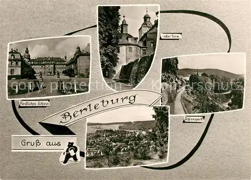 AK / Ansichtskarte Berleburg_Bad Fuerstliches Schloss Roter Turm Schlosspark Panorama Berleburg_Bad