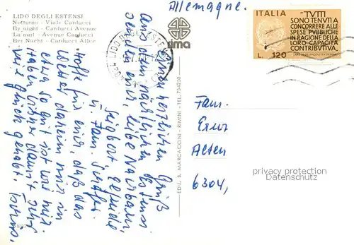 AK / Ansichtskarte Lido_degli_Estensi Viale Carducci notturno Lido_Degli_Estensi