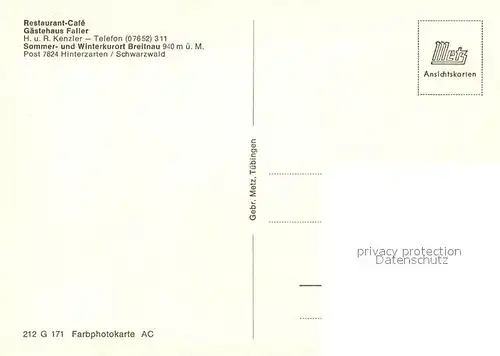 AK / Ansichtskarte Breitnau Restaurant Cafe Gaestehaus Faller Kurort im Schwarzwald Breitnau