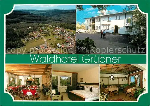 AK / Ansichtskarte Hattgenstein Waldhotel Gruebner Restaurant Fremdenzimmer Erholungsort im Hochwald Fliegeraufnahme Hattgenstein