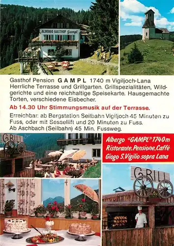 AK / Ansichtskarte Vigiljoch Albergo Gasthof Pension Gampl Speisekarte Bergkapelle Vigiljoch