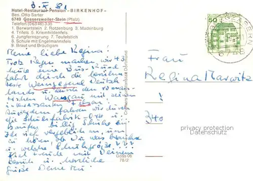 AK / Ansichtskarte Gossersweiler Stein Hotel Restaurant Birkenhof Burgen Felsformationen Schule Gossersweiler Stein