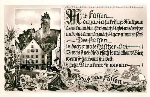 AK / Ansichtskarte Fuessen_Allgaeu Schloss Gedicht Fuessen Allgaeu