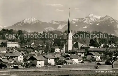 AK / Ansichtskarte Prien_Chiemsee Panorama Kirche Prien Chiemsee