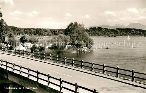 AK / Ansichtskarte Seebruck_Chiemsee Bruecke Campingplatz Seebruck Chiemsee