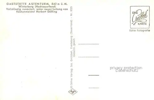 AK / Ansichtskarte Astenberger_Aussichtsturm Panorama Gaststaette Astenturm Astenberger_Aussichtsturm