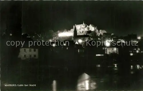 AK / Ansichtskarte Marburg_Lahn Nachtaufnahme Schloss Marburg_Lahn