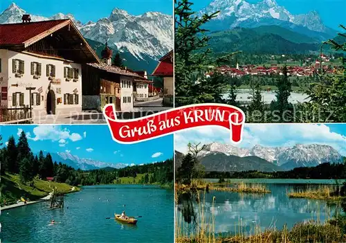 AK / Ansichtskarte Kruen Dorfstrasse Zugspitzgruppe Grabsee Barmsee Kruen