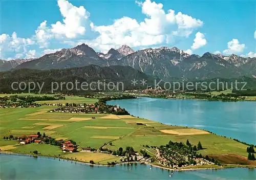 AK / Ansichtskarte Fuessen_Allgaeu Fliegeraufnahme Schwangau Brunnen Forggensee  Fuessen Allgaeu