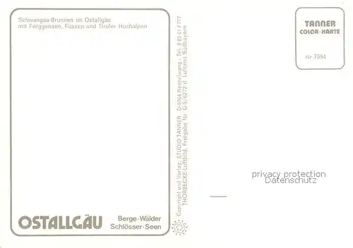 AK / Ansichtskarte Fuessen_Allgaeu Fliegeraufnahme Schwangau Brunnen Forggensee  Fuessen Allgaeu