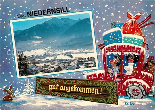 AK / Ansichtskarte Niedernsill Winterlandschaft Karikatur Niedernsill