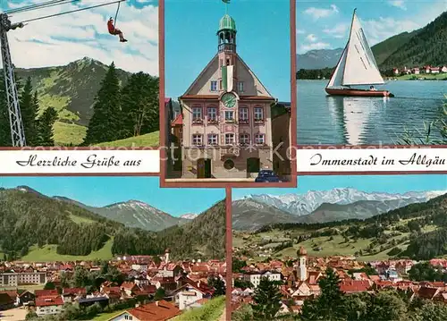 AK / Ansichtskarte Immenstadt_Allgaeu Seilbahn Rathaus Segelboot Panoramen Immenstadt_Allgaeu