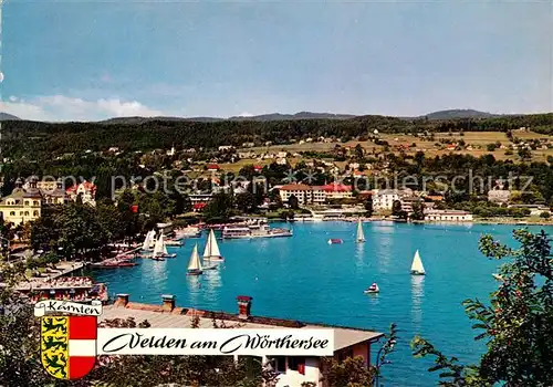 AK / Ansichtskarte Velden_Woerthersee Bucht Baeder Schiffsanlegestelle Velden Woerthersee
