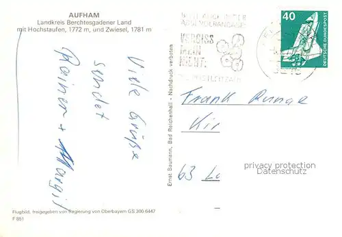 AK / Ansichtskarte Aufham_Anger Fliegeraufnahme Hochstaufen Zwiesel Aufham Anger