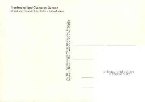 AK / Ansichtskarte Cuxhaven_Duhnen_Nordseebad Fliegeraufnahme Strand  Cuxhaven_Duhnen