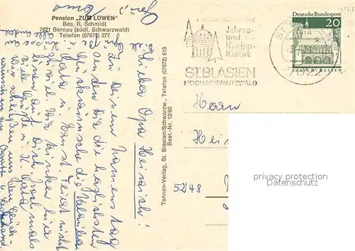 AK / Ansichtskarte Bernau_Schwarzwald Pension Zum Loewen Bernau Schwarzwald