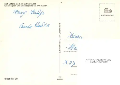 AK / Ansichtskarte Unterkirnach  Unterkirnach