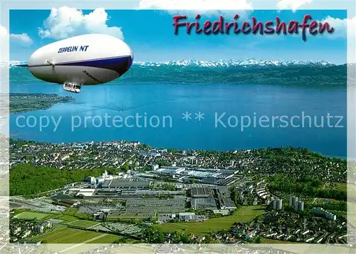 AK / Ansichtskarte Friedrichshafen_Bodensee Fliegeraufnahme mit Zeppelin Friedrichshafen Bodensee