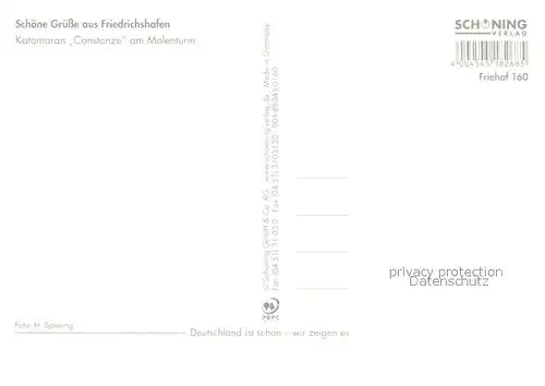 AK / Ansichtskarte Friedrichshafen_Bodensee Katamaran Constance am Molenturm Friedrichshafen Bodensee