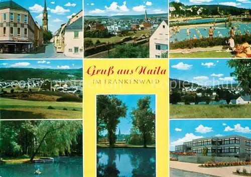 AK / Ansichtskarte Naila Teilansichten Schwimmbad Park Weiher  Naila