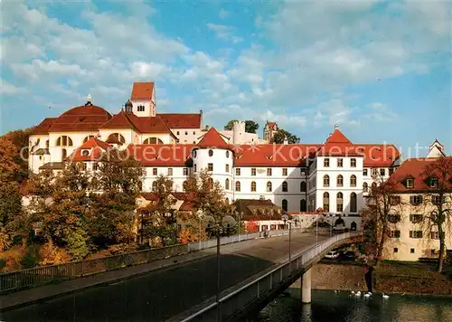 AK / Ansichtskarte Fuessen_Allgaeu Ehem Benediktinerabtei St Mang mit Hohem Schloss Fuessen Allgaeu