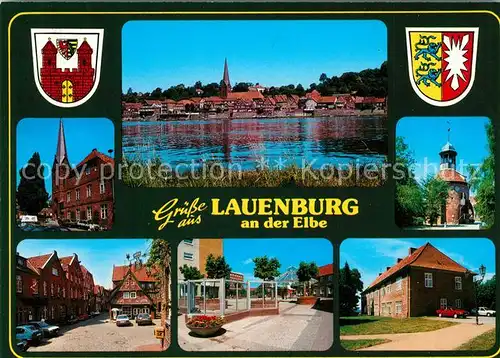 AK / Ansichtskarte Lauenburg_Elbe Stadtansicht Rathaus Marktplatz Teilansichten Lauenburg Elbe