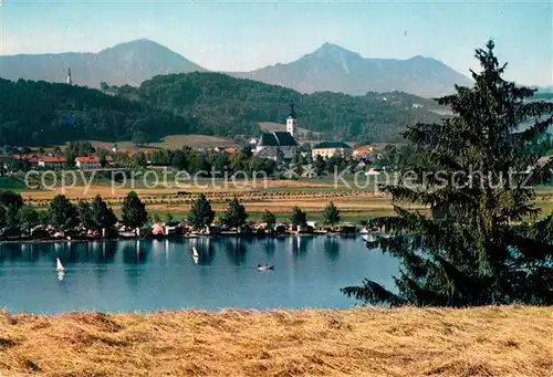 AK / Ansichtskarte Waging_See mit Hochfelln und Hochgern Waging_See