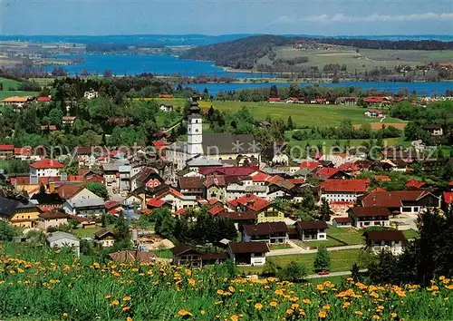 AK / Ansichtskarte Waging_See mit Tachinger und Waginger See Waging_See