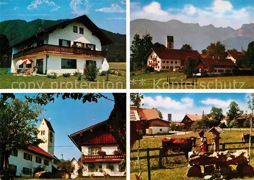 AK / Ansichtskarte Wackersberg_Bad_Toelz Pension Willibald Dorfstrasse Brunnen Wackersberg_Bad_Toelz