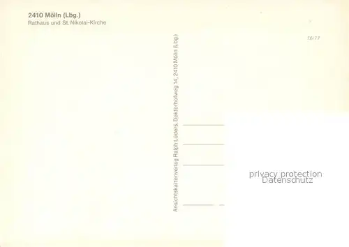 AK / Ansichtskarte Moelln_Lauenburg Rathaus mit St Nikolai Kirche Moelln_Lauenburg