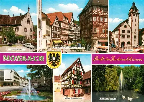 AK / Ansichtskarte Mosbach_Baden Schloesschen Palmsches Haus Rathaus Hauptstr Haus Kickelhain Stadtgarten Mosbach_Baden