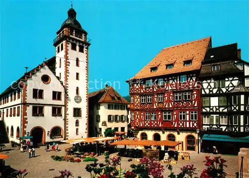 AK / Ansichtskarte Mosbach_Baden Marktplatz mit Rathaus und Palmsches Haus Mosbach_Baden