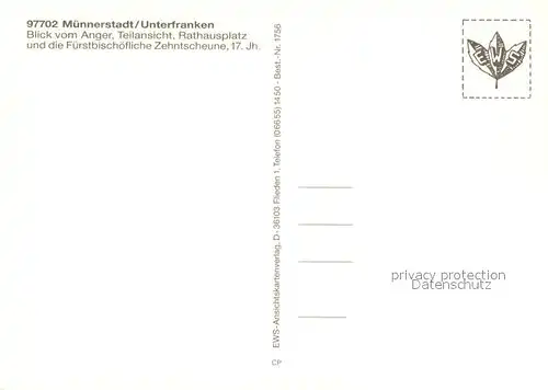 AK / Ansichtskarte Muennerstadt Anger Teilansicht Rathausplatz Zehntscheune Muennerstadt