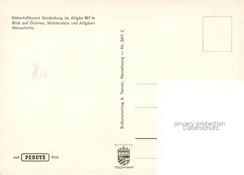 AK / Ansichtskarte Vorderburg_Immenstadt mit Gruenten Widderstein und Allgaeuer Hoernerkette Vorderburg_Immenstadt