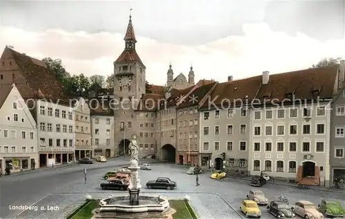 AK / Ansichtskarte Landsberg_Lech Marktplatz Brunnen Altstadt Landsberg_Lech