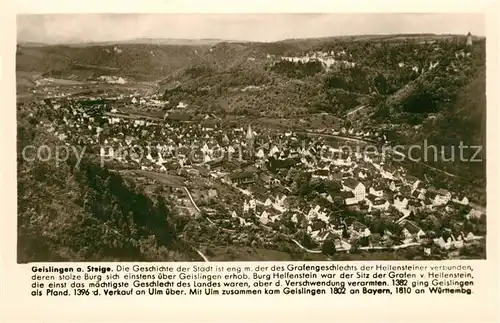 AK / Ansichtskarte Geislingen_Steige Panorama Franckh Chronik Karte Geislingen_Steige