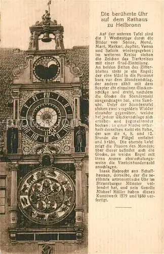 AK / Ansichtskarte Heilbronn_Neckar Beruehmte Uhr auf dem Rathaus Heilbronn Neckar